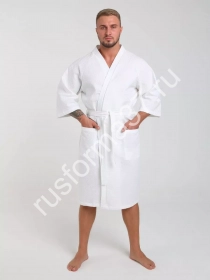 Халат укороченный мужской вафельный белый